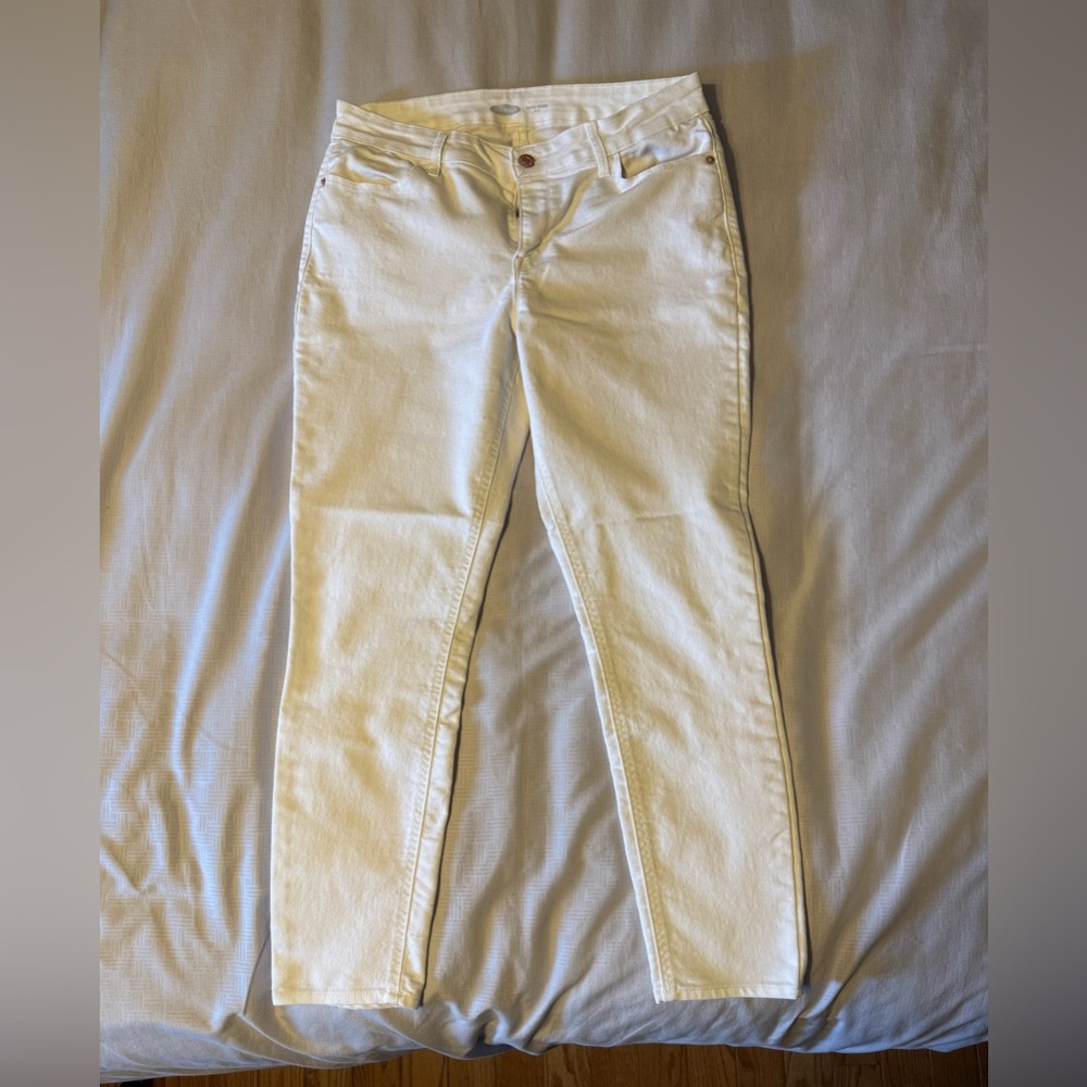 Old Navy Super Skinny Ankle Pants White Dressy Casual Beachy